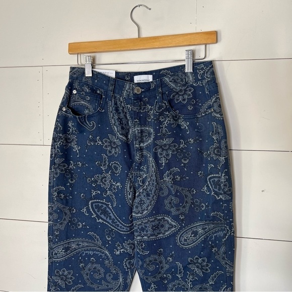 WEWOREWHAT - The Icon Jean Blue Paisley Print Straight Leg - Picture 5 of 7